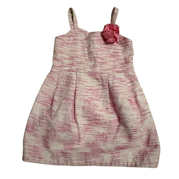 Girls Janie & Jack Pink Textured Sleeveless Dress W/ Flower Accent Size 3 - Picture 1 of 3